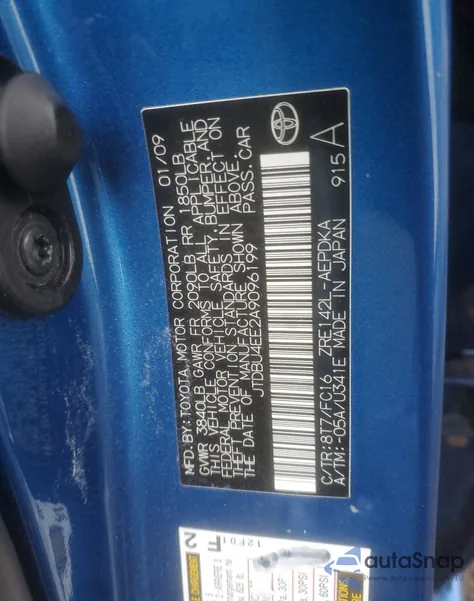 2010 Toyota Corolla Base z USA, uszkodzony, nr VIN JTDBU4EE2A9096199